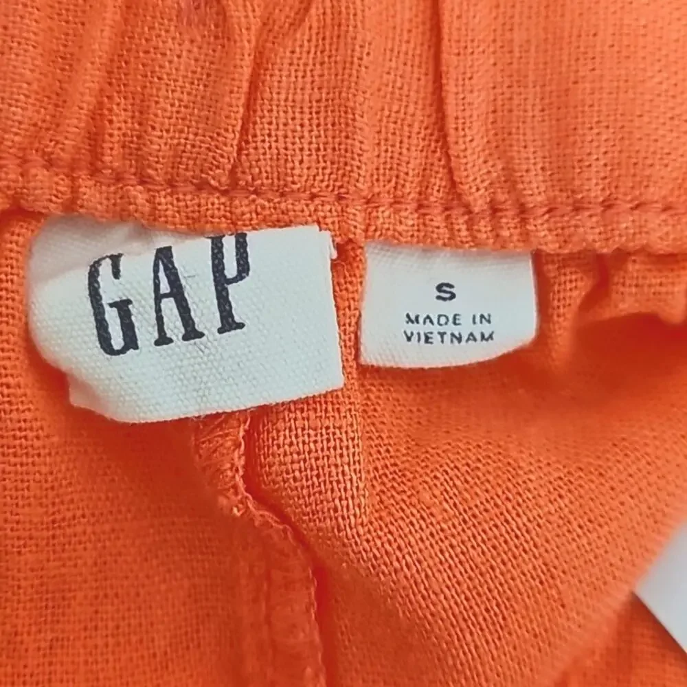 GAP Womens Linen/Rayon Blend Elastic Waist 4 Pocket Coral Shorts Size S (NWT)